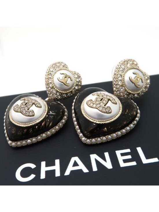 Chanel Jewelry - Chanel Ab9394 Heart B22 B Coco Mark Faux Pearl Rhinestone